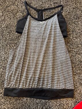 Nike Gray and Black Striped Tank Top